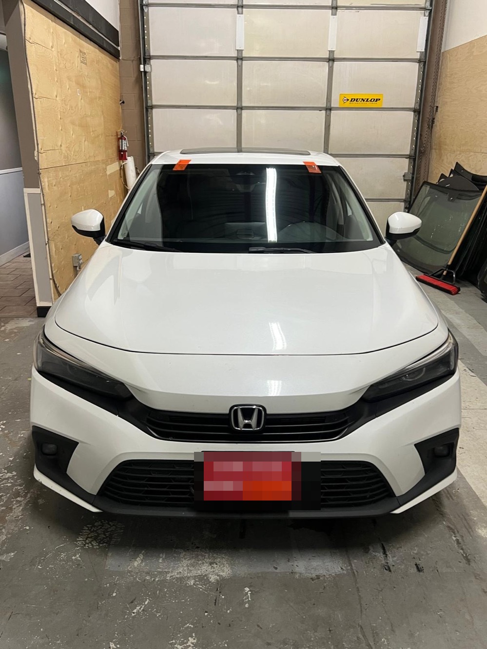Windshield replacement on a white Honda Civic in Surrey BC